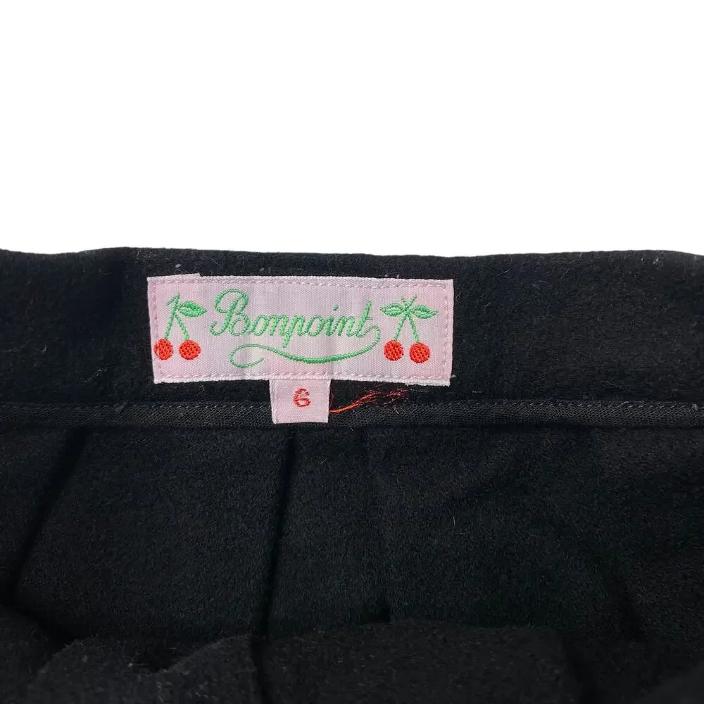 Vintage Bonpoint Wool A-Line Skirt Button Front Girl's Size 6 Black Lined Formal